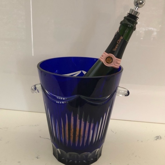Cobalt Blue Cased Glass Champagne/Ice Bucket VTG Imperial Estate Crystal - Picture 1 of 13